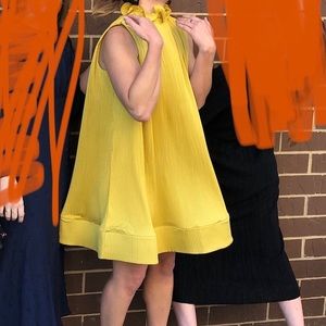 Beulah Mustard Wide Hoop dress with Ruffles